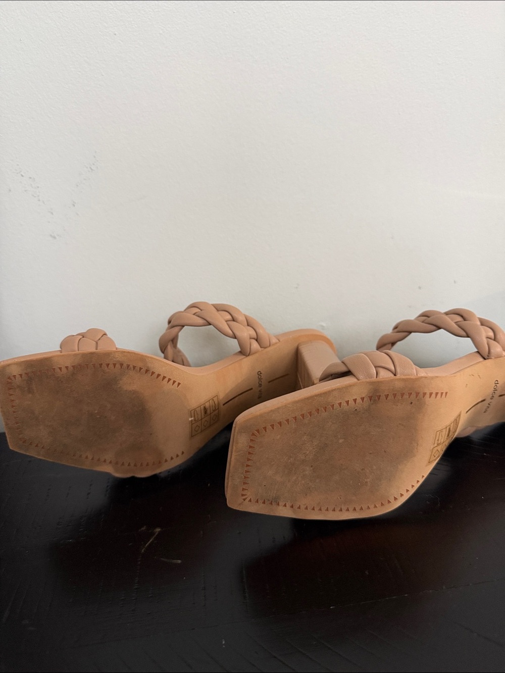 Dolce Vita Blush Tan Braided Strap Slide Heels - Picture 3 of 4